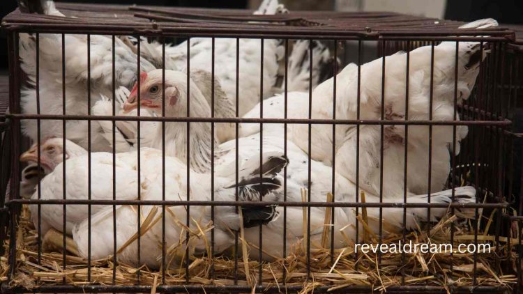 White Chicken in a Cage